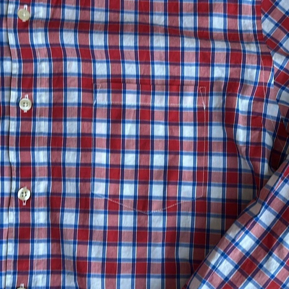 J. Crew Lightweight Shirt Mens Long Sleeve Button Down Red Plaid Men large EUC